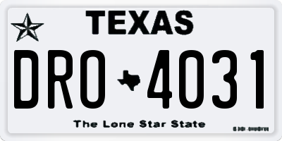 TX license plate DRO4031
