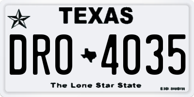 TX license plate DRO4035
