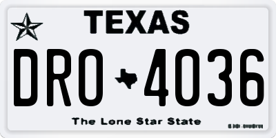 TX license plate DRO4036