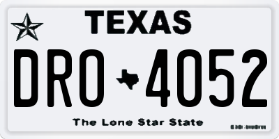 TX license plate DRO4052