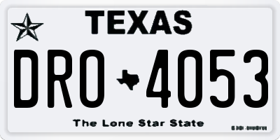 TX license plate DRO4053