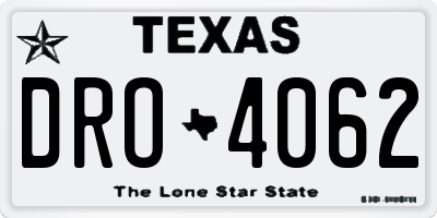 TX license plate DRO4062