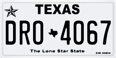 TX license plate DRO4067