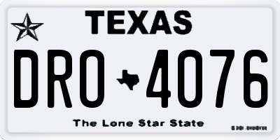 TX license plate DRO4076