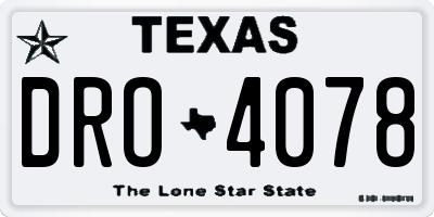 TX license plate DRO4078