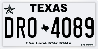 TX license plate DRO4089