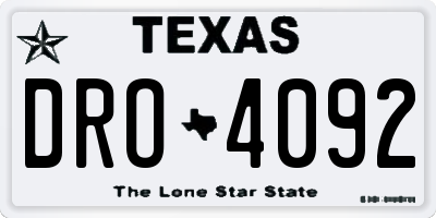 TX license plate DRO4092