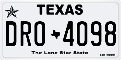TX license plate DRO4098