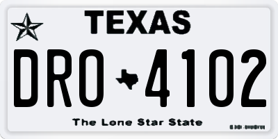 TX license plate DRO4102