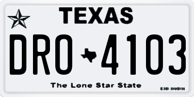TX license plate DRO4103