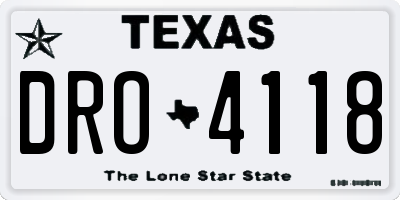 TX license plate DRO4118