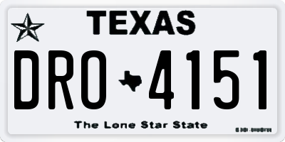 TX license plate DRO4151