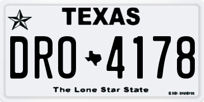 TX license plate DRO4178