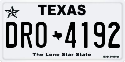 TX license plate DRO4192
