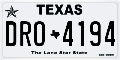 TX license plate DRO4194