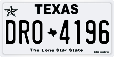 TX license plate DRO4196