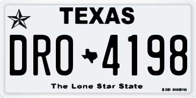 TX license plate DRO4198