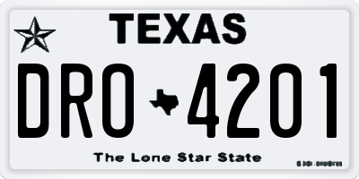 TX license plate DRO4201