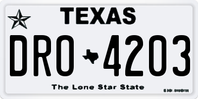 TX license plate DRO4203