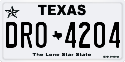 TX license plate DRO4204
