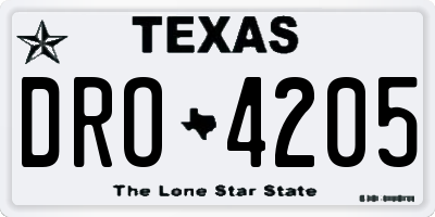 TX license plate DRO4205