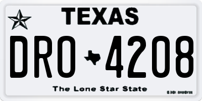 TX license plate DRO4208