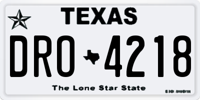 TX license plate DRO4218