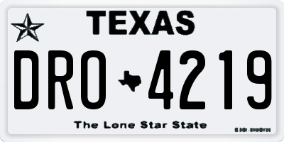 TX license plate DRO4219
