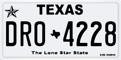 TX license plate DRO4228