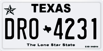 TX license plate DRO4231
