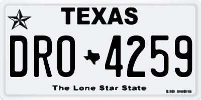 TX license plate DRO4259