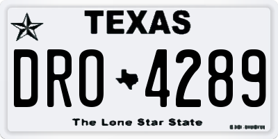 TX license plate DRO4289