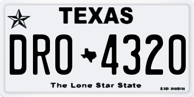 TX license plate DRO4320