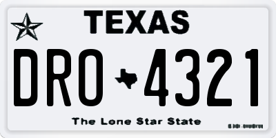 TX license plate DRO4321