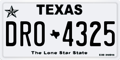 TX license plate DRO4325
