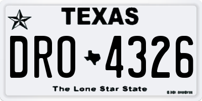 TX license plate DRO4326