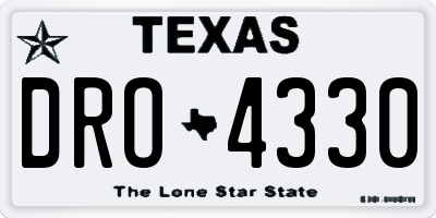 TX license plate DRO4330