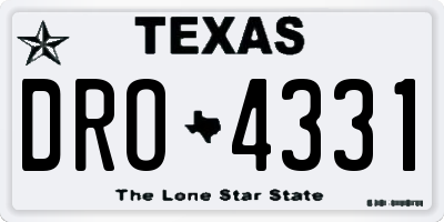 TX license plate DRO4331