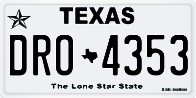 TX license plate DRO4353