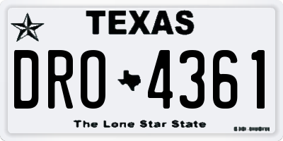 TX license plate DRO4361