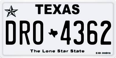 TX license plate DRO4362