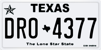 TX license plate DRO4377