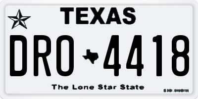 TX license plate DRO4418