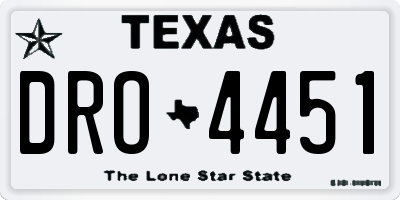 TX license plate DRO4451