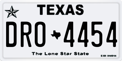 TX license plate DRO4454