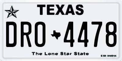 TX license plate DRO4478