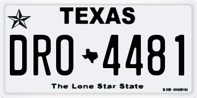 TX license plate DRO4481