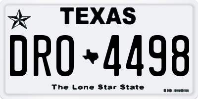 TX license plate DRO4498