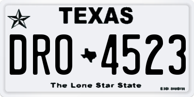 TX license plate DRO4523