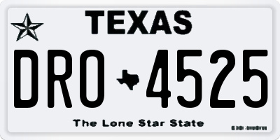 TX license plate DRO4525